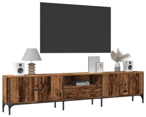 antik fa színű szerelt fa TV-szekrény fiókkal 200 x 25 x 44 cm