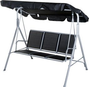 Outsunny Hollywood Hintaállvány Állítható Napernyővel, 3 Személyes Kerti Hinta Csúszásgátló Talpakkal, Hinta Pad, 240 kg Terhelhetőséggel, Kerti Loung