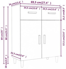 betonszürke szerelt fa tálalóasztal 69,5 x 34 x 89 cm