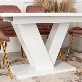Magasfényű Fehér Bővíthető Étkezőasztal CLARK 120-160 cm