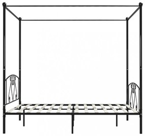 fekete fém baldachinos ágykeret 200 x 200 cm