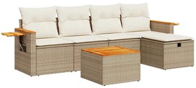 vidaXL 6 részes bézs polyrattan kerti ülőgarnitúra párnával