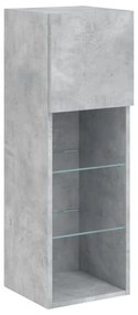 betonszürke TV-szekrény LED-lámpákkal 30,5x30x90 cm