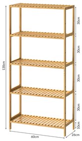 Casaria® Bambusz polc 130x60x26 cm