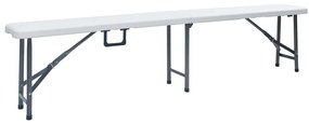 2 db fehér összecsukható HDPE kerti pad 180 cm