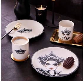 4 darabos porcelán étkészlet – fekete/fehér