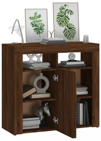 barna tölgyszínű tálalószekrény LED-ekkel 80 x 35 x 75 cm
