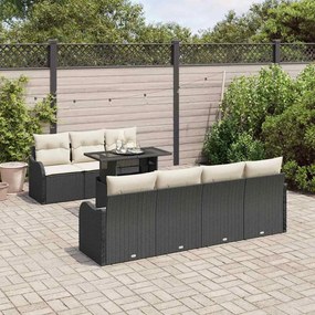 Kerti Kanapé Szett 8 pcs Fekete 100 x 55 x 73 cm Poli rattan