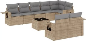 vidaXL 9 részes bézs polyrattan kerti ülőgarnitúra párnákkal