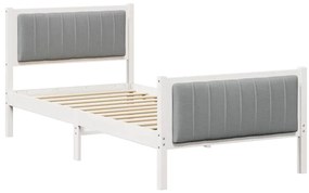 Ágykeret Fehér és világosszürke 90 x 200 cm Tömör fenyőfa