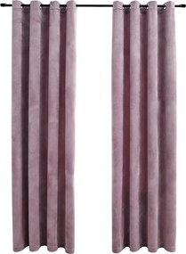 vidaXL 2 db rózsaszín bársony sötétítőfüggöny gyűrűkkel 140 x 175 cm