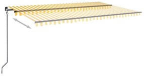 sárga és fehér kézzel kihúzható LED-es napellenző 500x350 cm