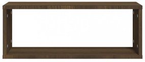 2 db barna tölgy színű szerelt fa fali kockapolc 60x15x23 cm