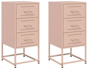 2 db rózsaszín acél éjjeliszekrény 36 x 39 x 78 cm