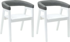 vidaXL Étkező Székek 2 pcs Fehér 54 x 57 x 73 cm Tömör Gumi Fa