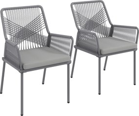 Outsunny 2 db-os Rattan Kerti Szék Szett Kültéri Bútor Karfával, Levehető Háttámlával és Párnával, Időjárásálló | Aosom