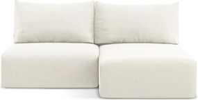 Krémszínű bársony kinyitható-tárolóhelyes sarokkanapé (jobb oldali-heverő résszel) Kalena – Makamii