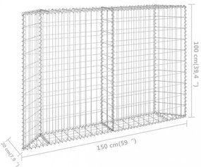 trapéz alakú horganyzott acél gabion magaságyás 150x20x100 cm