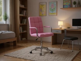 Irodai szék Q-022 ökobőrből, rózsaszínű