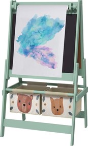 AIYAPLAY Gyermekek Tábla, 3 az 1-ben Gyerek vászontábla, Kétoldalas Gyerek Játékasztal, Fehér és Krétatábla, Állvány Papírtekercsel, 2 Tárolódoboz, Má