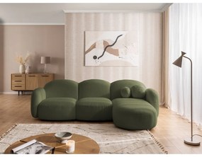 Zöld buklé sarokkanapé (jobb oldali-heverő résszel) Orbit – Ropez