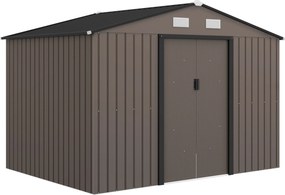 Outsunny Fém kerti tároló ház 5.4m² nagy kerti szerszámtároló horganyzott acél kerti ház tolóajtóval zárható kültéri tároló szellőzőkkel alapkerettel