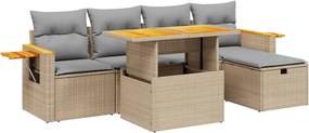 vidaXL 6 részes bézs polyrattan kerti ülőgarnitúra párnával