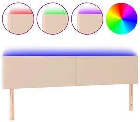 cappuccino színű műbőr LED-es fejtámla 180 x 5 x 78/88 cm