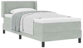 Boxspring Ágy Matrac Halandó Szürke 90x190 cm Bársonyos