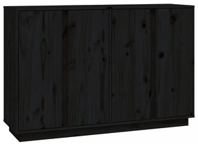 fekete tömör fenyőfa tálalószekrény 120x35x80 cm