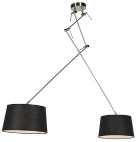 Acél lógólámpa vászonbúrákkal fekete 35 cm 2-lámpás - Blitz