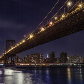 Poszter 30x30cm Brooklyn híd és Alsó-Manhattan panoráma alkonyatkor,