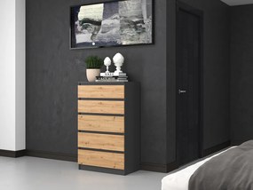 M5 fiókos szekrény, antracit-tölgy