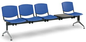 Design műanyag pad, 4 üléses + asztal, kék