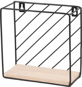 Dochtmann Fali polc négyzet alakú 19 x 19 x 9 cm, fém, fa, fekete