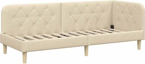 vidaXL Sarokágy keret fejtámlával Krém 80 x 200 cm szövet