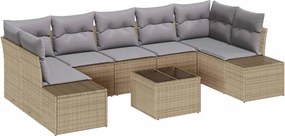 vidaXL Kerti Kanapé Szett párnával 8 pcs Barna és szürke polirattan