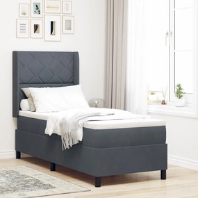 Box Spring Ágy Matrac Sötétszürke 80x200 cm Bársony