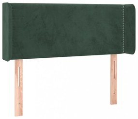 sötétzöld bársony fejtámla szárnyakkal 93x16x78/88 cm
