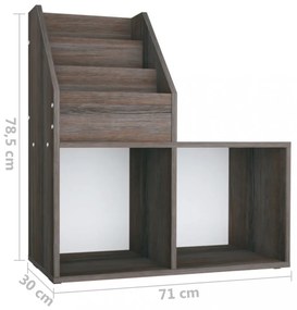 szürke-sonoma színű szerelt fa gyerek újságtartó 71x30x78,5 cm