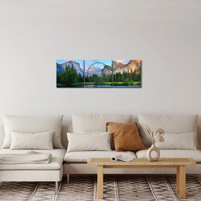 Egy vad hegyi táj képe (órával) (90x30 cm)