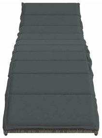 2 db szürke polyrattan napozóágy párnával