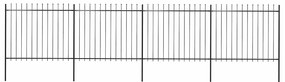 vidaXL fekete acélkerítés lándzsás tetejű 714,5 x 150 cm
