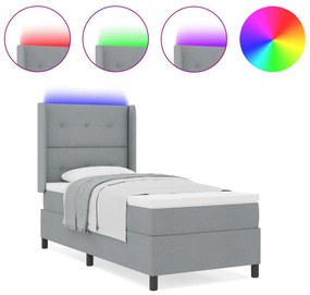 Boxspring Ágy Matraccal és LED Fénnyel Szürke 80x200 cm Szövet