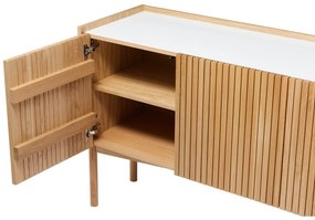 Natúr színű alacsony komód tölgyfa dekorral 177x42 cm Bottrup – Woodman