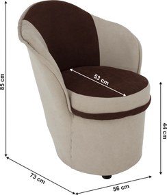 Fotel tárhellyel, bézs/barna, PERSI