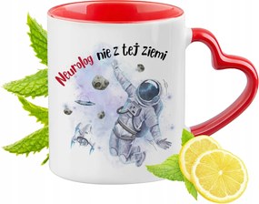 Piros bögre szív alakú füllel Neurológusnak Ajándék