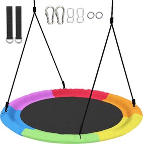 AIYAPLAY 120 cm állítható fészekhinta — 300 kg teherbírás, állítható kötelek és fahevederek, 3–8 éveseknek, beltéri/kültéri | Aosom