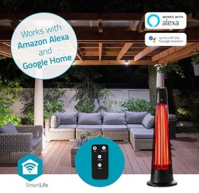 Nedis HTPA21BKW - Kültéri fűtőelem SmartLife 600/1200W/230V Wi-Fi Tuya IP24
