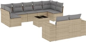 vidaXL 10 részes bézs polyrattan kerti ülőgarnitúra párnával
